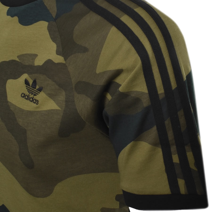 Alternative Image for ProductAdidas Originals Camouflage 3 Stripe T Shirt Khaki3